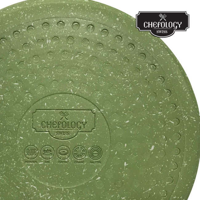 Chefology Olive Green 28cm Casserole with Lid Free Felt Pad