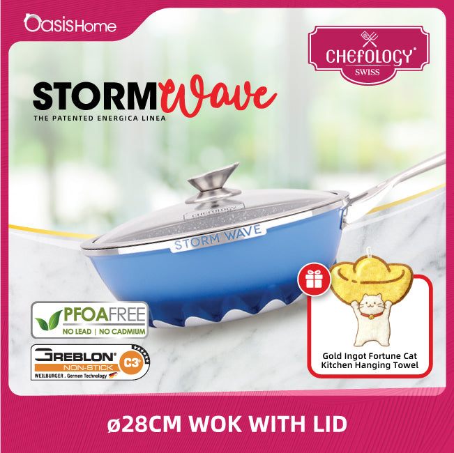 Chefology Swiss Stormwave 28cm Wok (Blue)