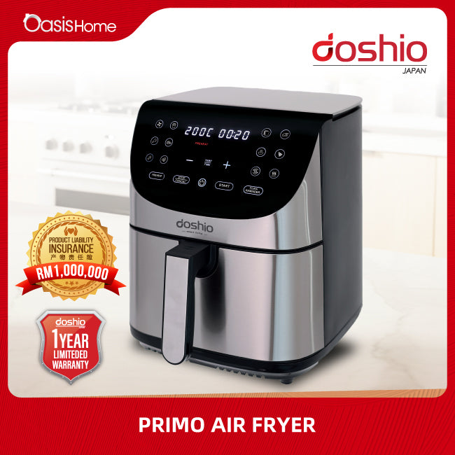 Doshio Primo Air Fryer Free 101 Air Fryer Recipe Book & Heat Insulation Pad
