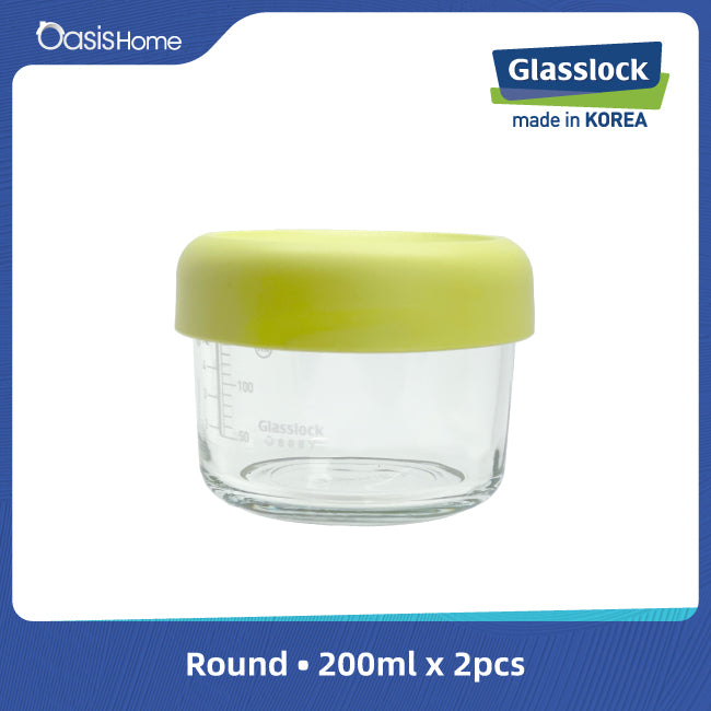 Glasslock Mini Storage Container Round 4pcs Set (Apple Green)