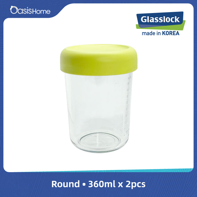 Glasslock Mini Storage Microwave Safe Round Container 4pcs Set (Apple Green)