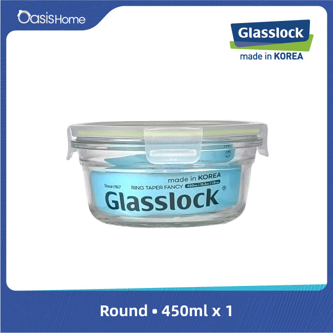 Glasslock Round Oven Safe Food Container 3pcs Set (Sage Green Silicone)