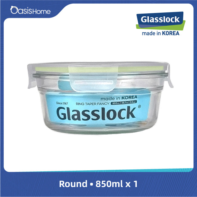 Glasslock Round Oven Safe Food Container 3pcs Set (Sage Green Silicone)