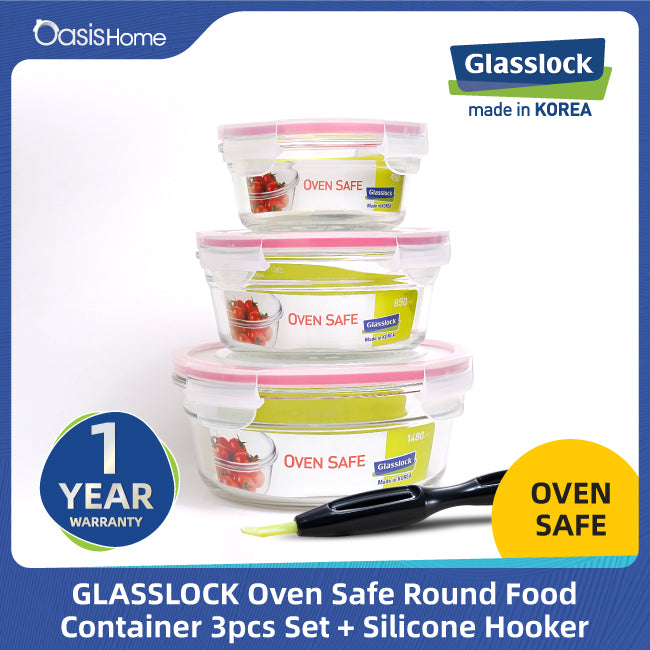 Glasslock Ring Taper Basic Type Round Oven Safe Food Container Set