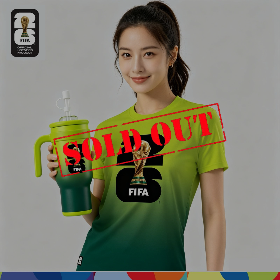 FIFA World Cup 2026™ Unisex Dry-Fit Jersey Green Gradient + FIFA World Cup 2026™ Double Wall Vacuum Tumbler 900ml (Green)