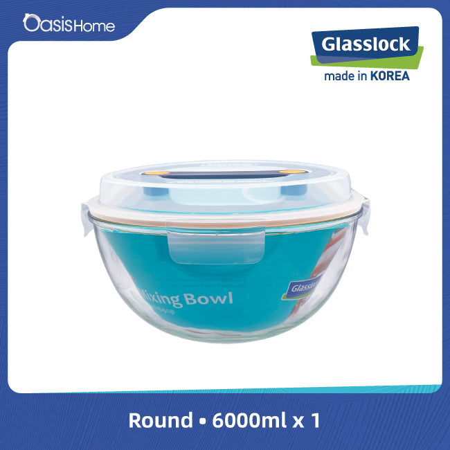 Glasslock Handy Mixing Bowl 6000ml (Yellow Silicone)