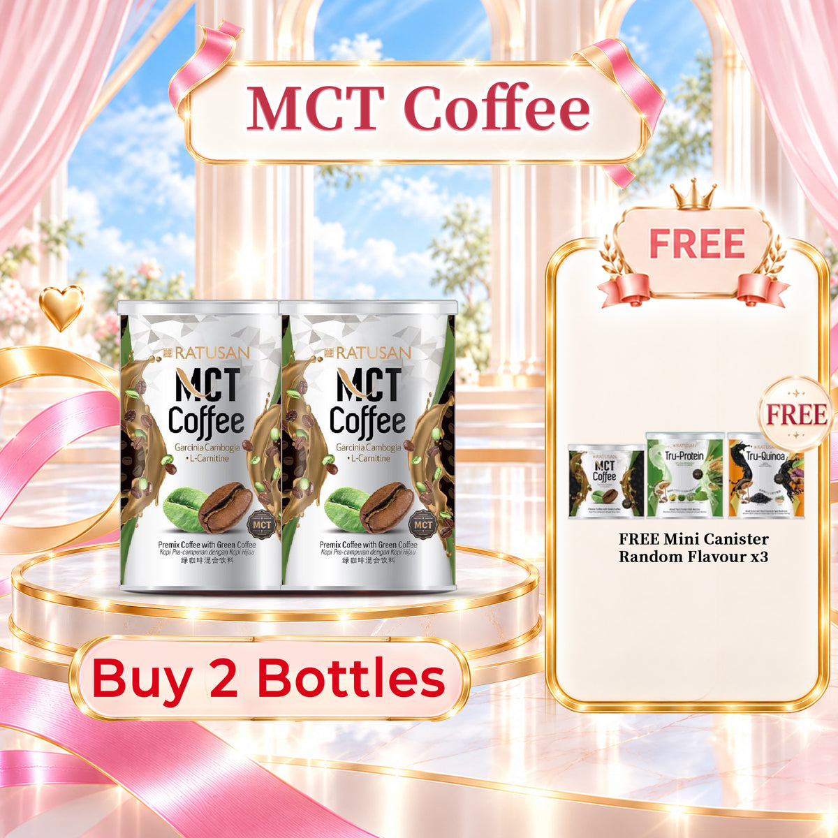 Ratusan MCT Coffee 300g 2 Tins Free Ratusan Keto Diet Mini Tin (Random Flavour)