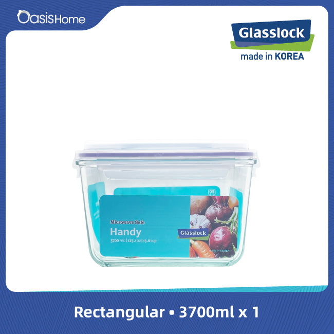 Glasslock 3700ml Rectangular Handy Food Container (Lavender Silicone Lid)
