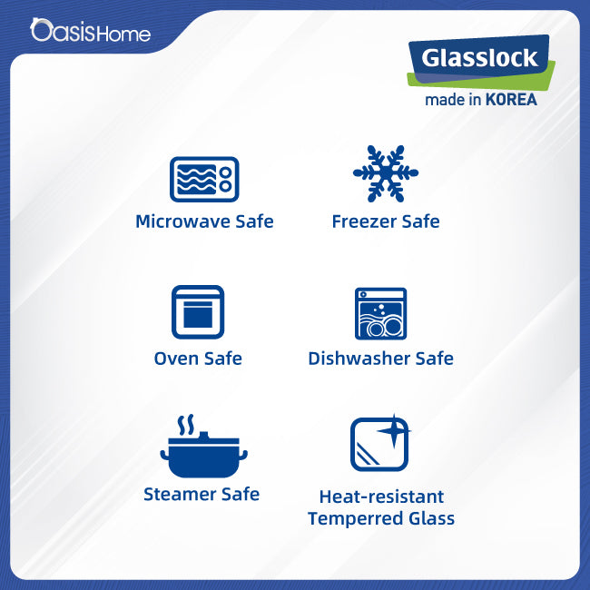 Glasslock Rectangular Oven Safe Food Container 900ml (Red Silicone)