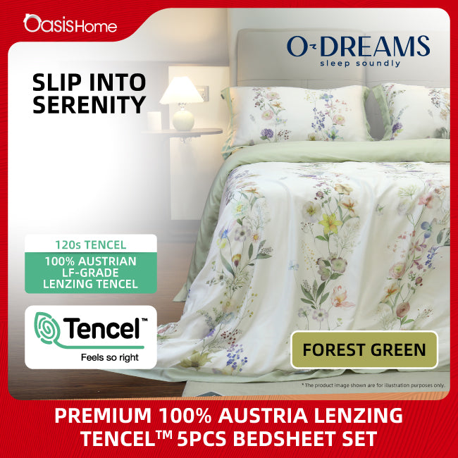 ODREAMS Premium 100% Austria Lenzing Tencel™️ 5Pcs Bedsheet Set
