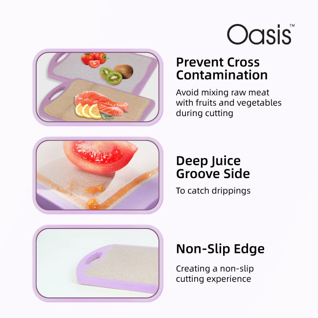 Oasis Antimicrobial Cutting Board Bamboo/Grain Fiber (Lilac)