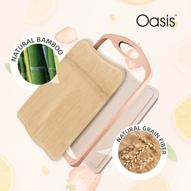 Oasis Antimicrobial Cutting Board Orange Liner Bamboo/Grain Fiber