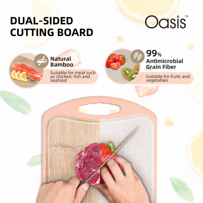 Oasis Antimicrobial Cutting Board Orange Liner Bamboo/Grain Fiber