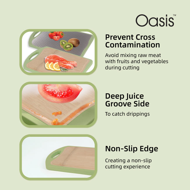 Oasis Antimicrobial Dual Sided Cutting Board (Sage Green)