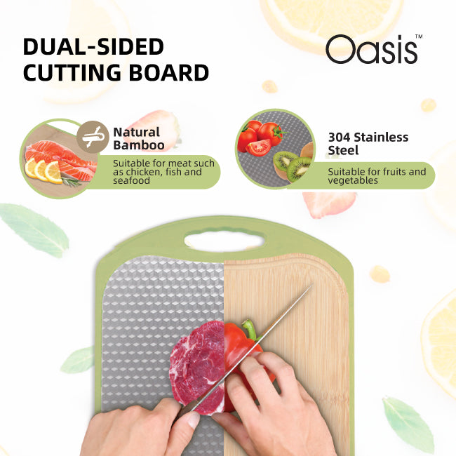 Oasis Antimicrobial Dual Sided Cutting Board (Sage Green)