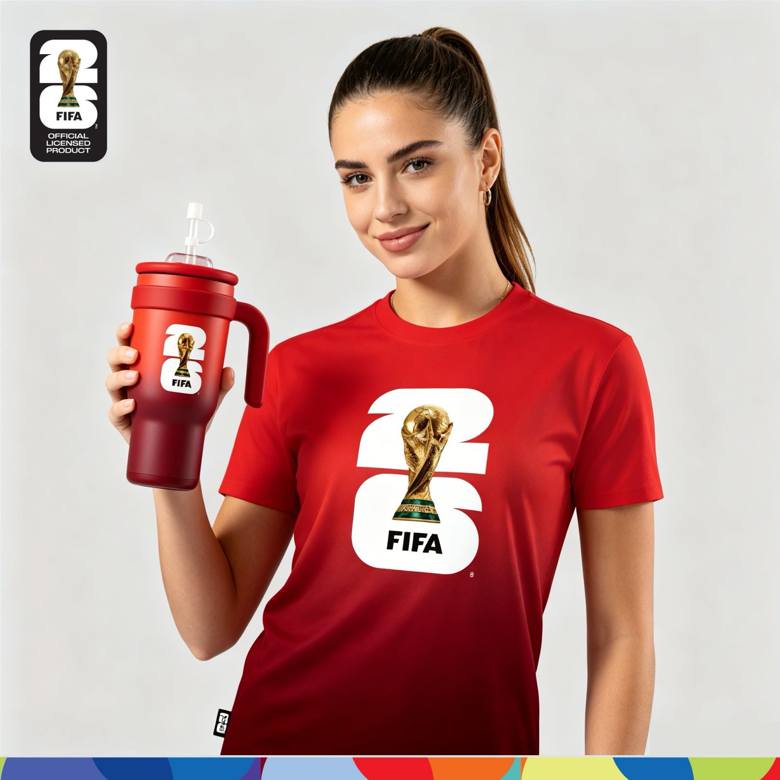 FIFA World Cup 2026â„¢ Unisex Dry-Fit Jersey Red Gradient + FIFA World Cup 2026â„¢ Double Wall Vacuum Tumbler 900ml (Red)