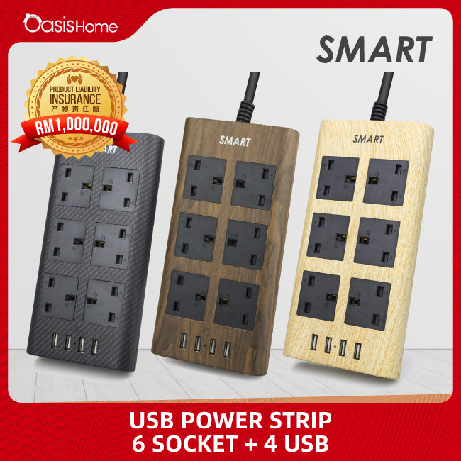 Smart USB Power Strip (6 Socket + 4 USB)