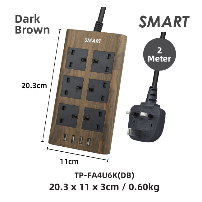 Smart USB Power Strip (6 Socket + 4 USB)