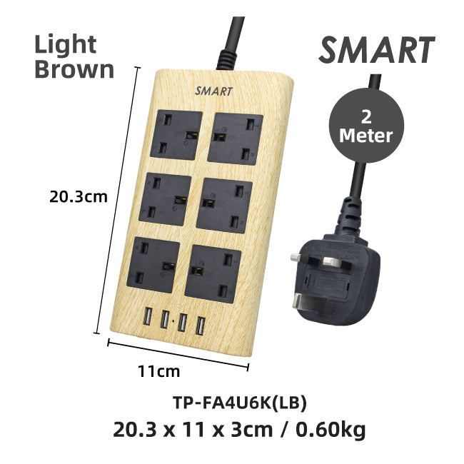 Smart USB Power Strip (6 Socket + 4 USB)