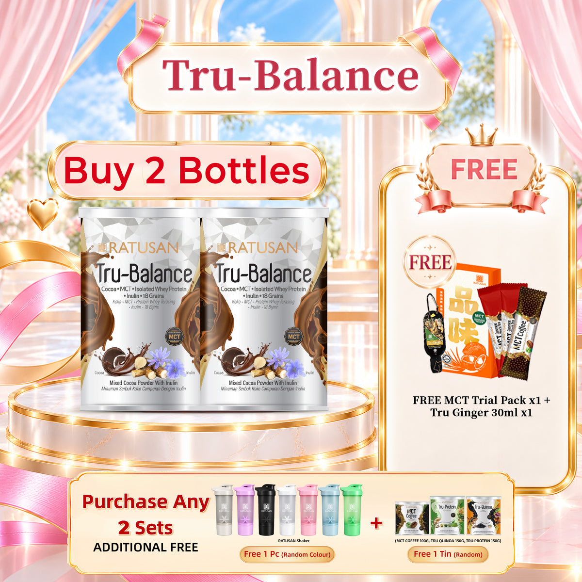 Ratusan Tru-Balance 450g 2 Tins Free Ratusan Trial Pack & Ratusan Portable Tru Ginger Hanger