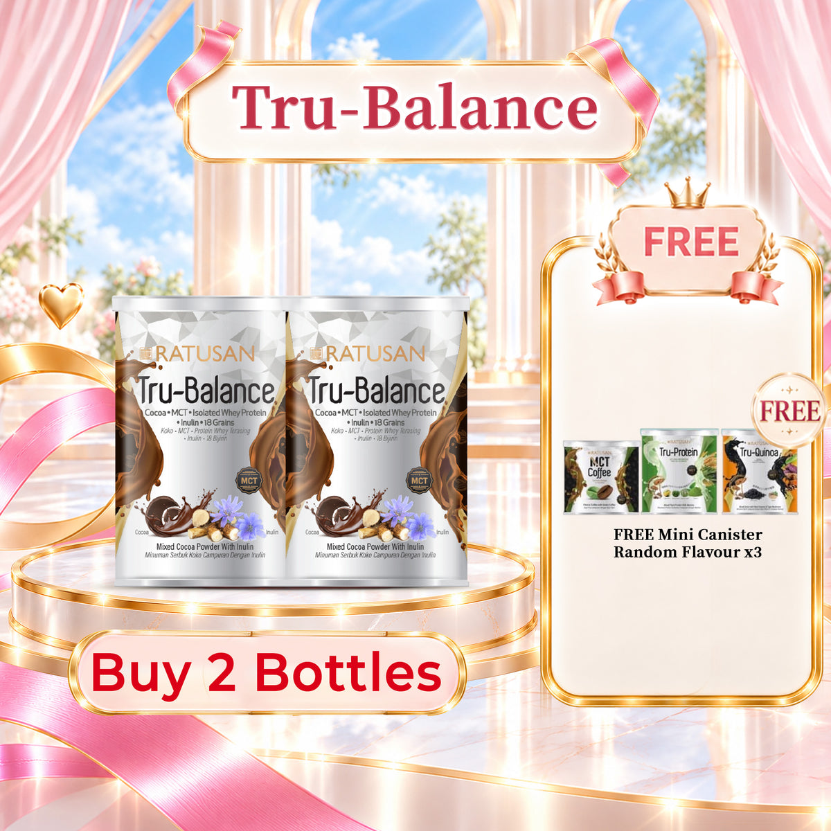Ratusan Tru-Balance 450g 2 Tins Free Ratusan Keto Diet Mini Tin (Random Flavour)
