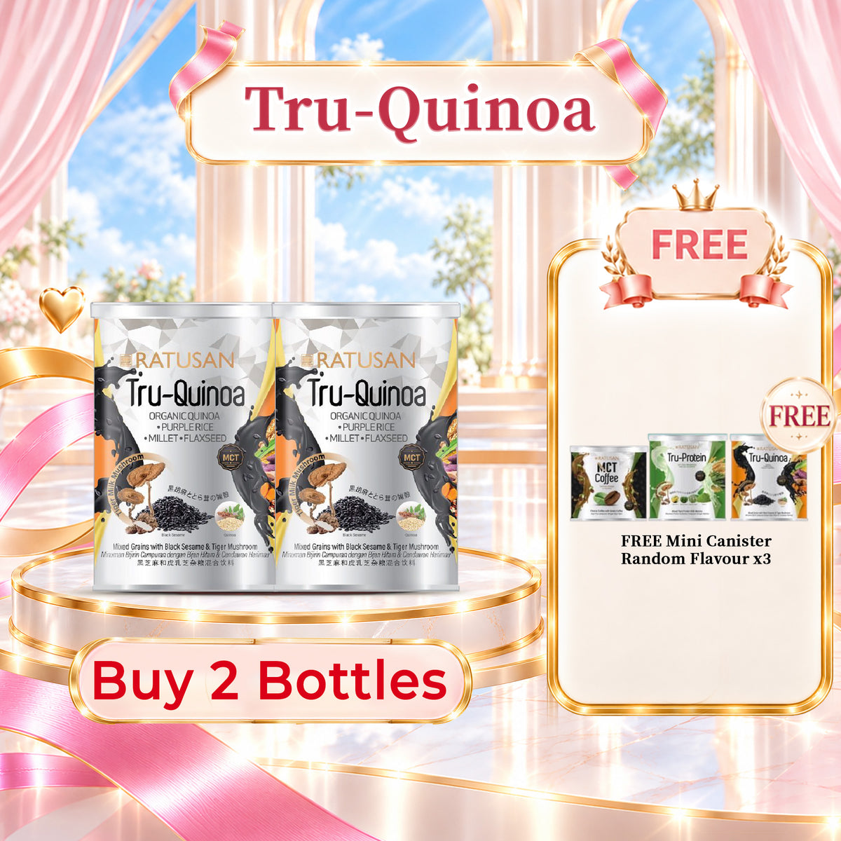 Ratusan Tru-Quinoa 450g 2 Tins Free Ratusan Keto Diet Mini Tin (Random Flavour)