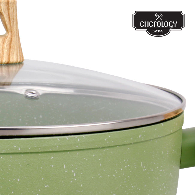 Chefology Olive Green 28cm Casserole with Lid Free Felt Pad