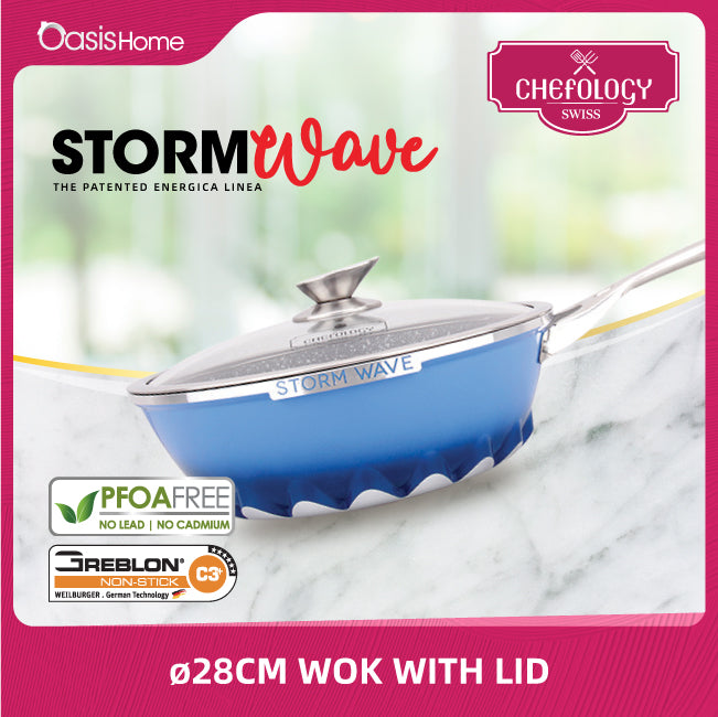 Chefology Swiss Stormwave 28cm Wok (Blue)