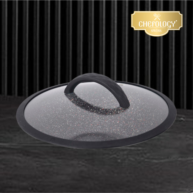 Chefology Swiss Stormwave 32cm Wok Black With Silicone Glass Lid