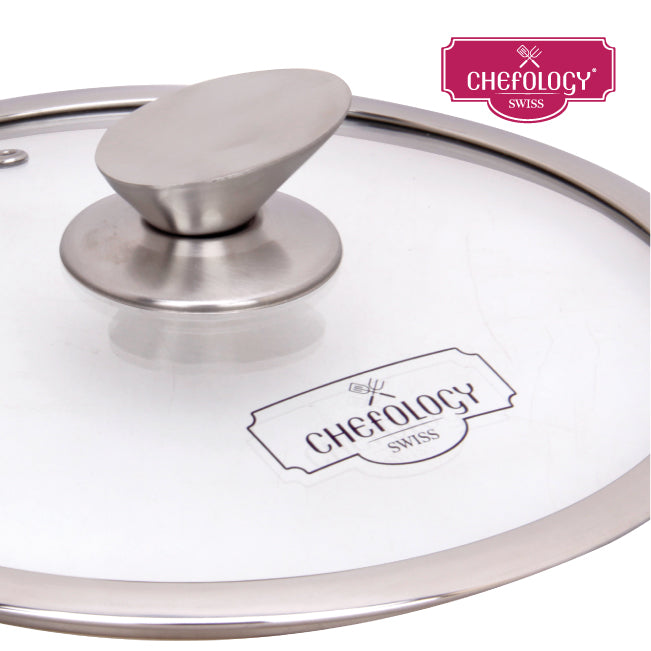 Chefology Swiss Stormwave Plus 24cm Wok With Glass Lid (Sunset Orange)