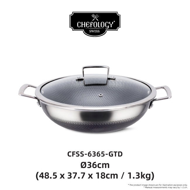 Chefology Trion Triply Stainless Steel 36cm Wok