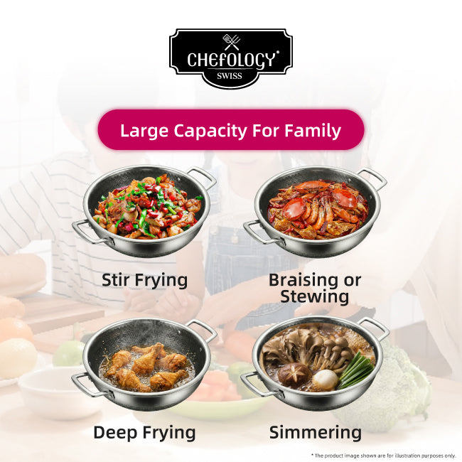 Chefology Trion Triply Stainless Steel 36cm Wok