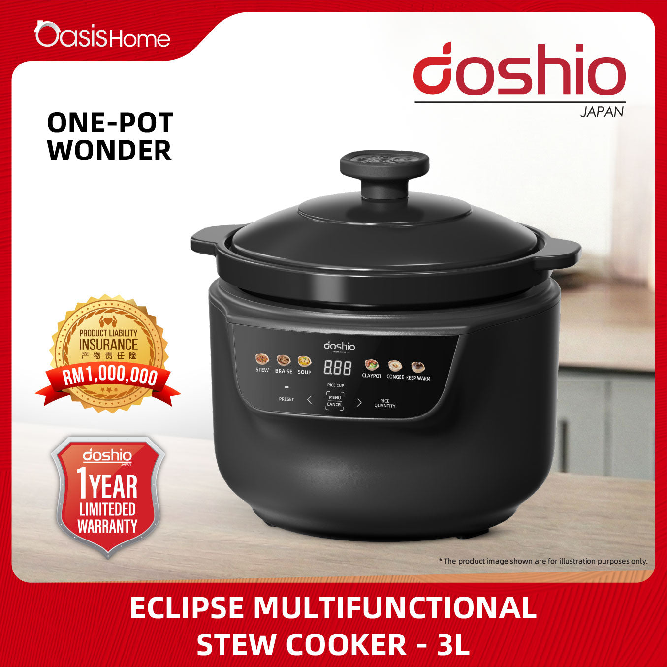Doshio Eclipse Multifunctional Stew Cooker - 3L