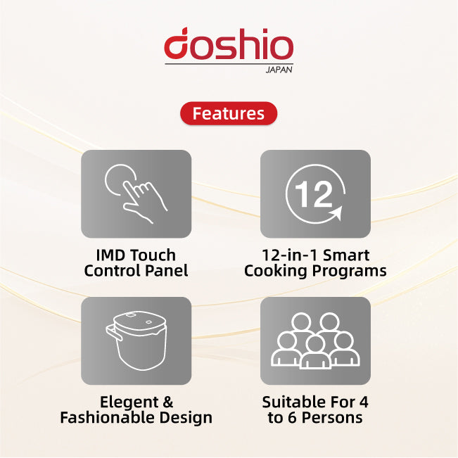Doshio Mini Healthy Low Sugar Rice Cooker 2L