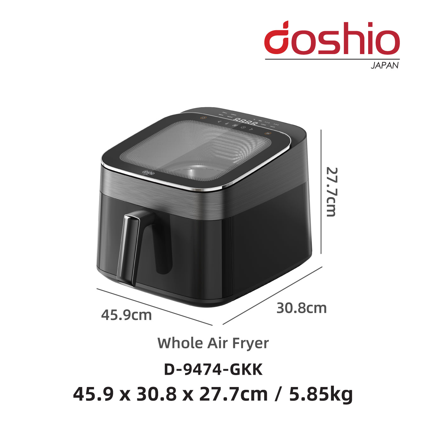 Doshio Vortex Air Fryer 6.5L Free 101 Air Fryer Recipe Book & Kitchen Hanging Towel (Red)