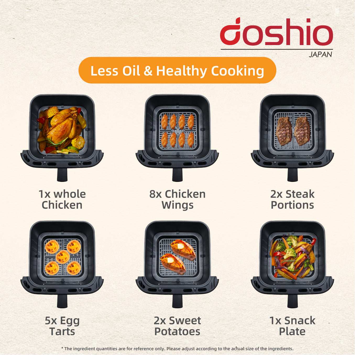 Doshio Vortex Air Fryer 6.5L Free 101 Air Fryer Recipe Book & Kitchen Hanging Towel (Red)