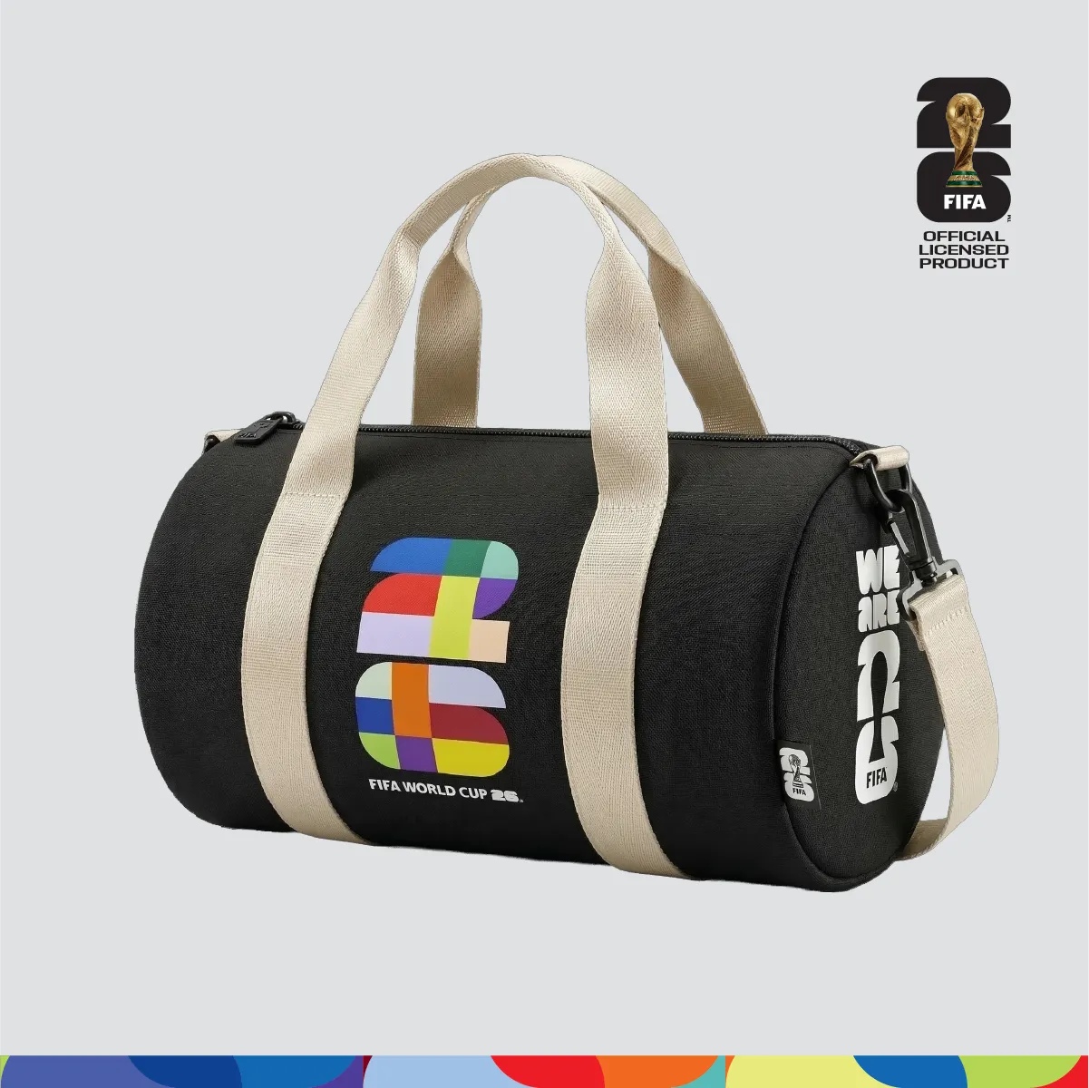 FIFA World Cup 2026™ Mini Duffel Bag Black Color with 26 Multicolor Wordmark