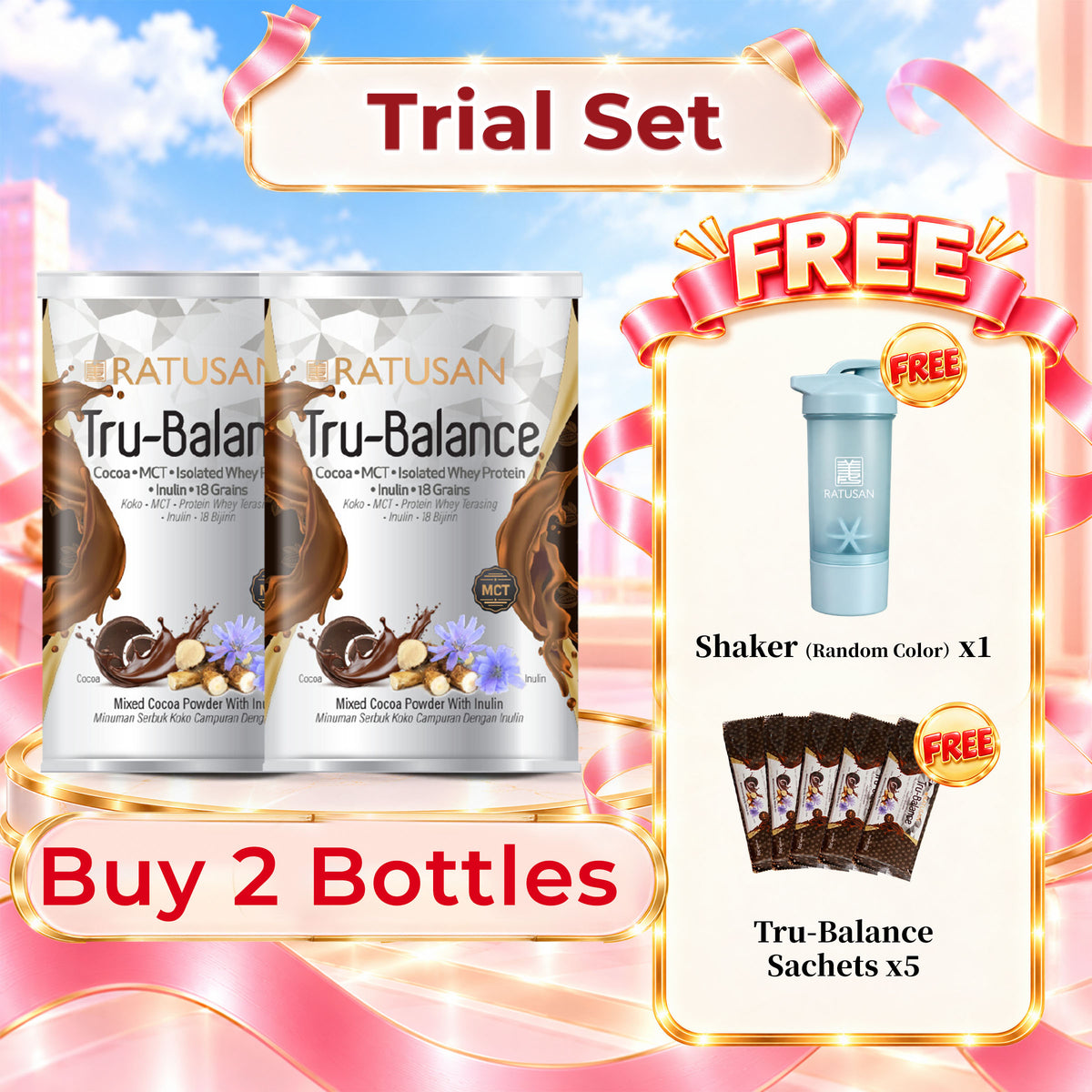 Ratusan Tru-Balance 450g 2 Tins Free Ratusan Tru-Balance Sachet & Ratusan Shaker