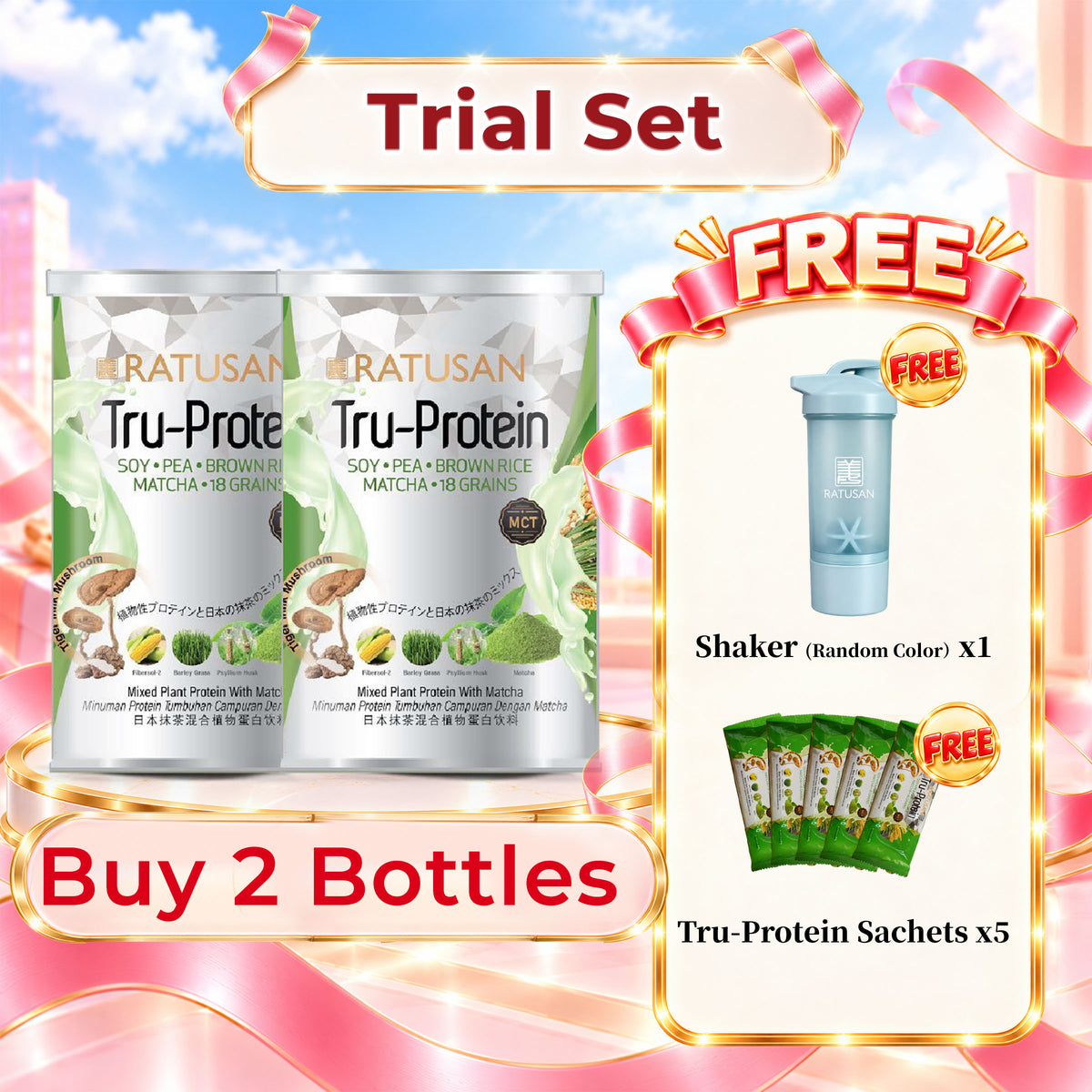 Ratusan Tru-Protein 450g 2 Free Ratusan Tru-Protein Sachet & Ratusan Shaker