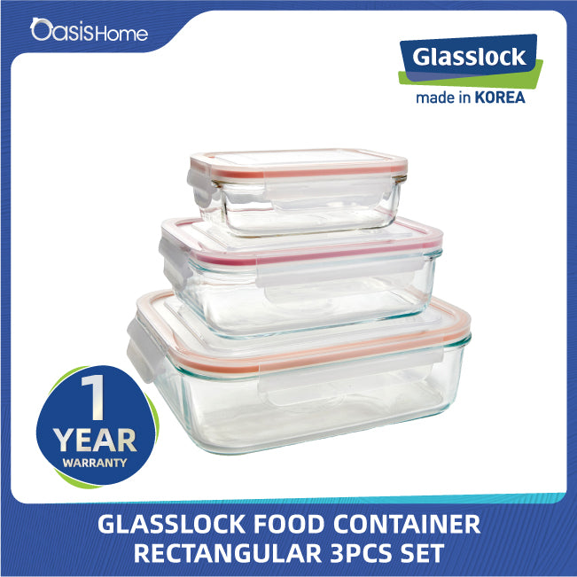 Glasslock Rectangular Food Container 3pcs Set