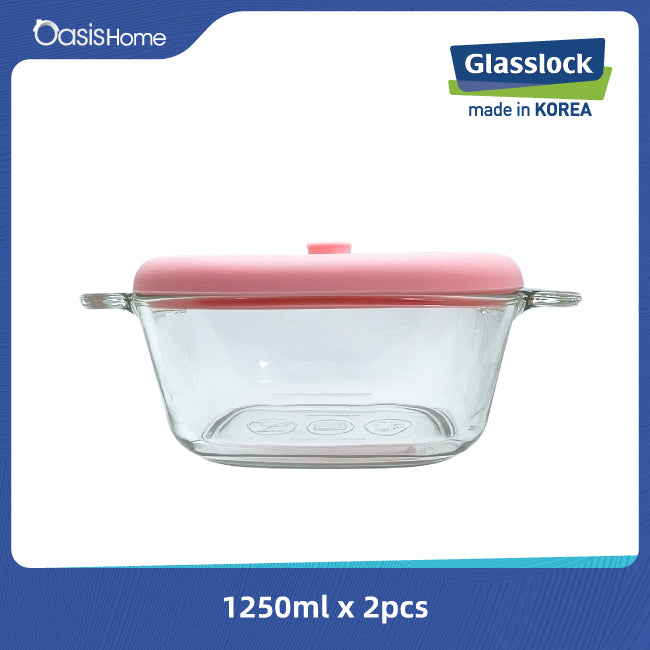 Glasslock Noodle Pot with Pink Silicone Cap