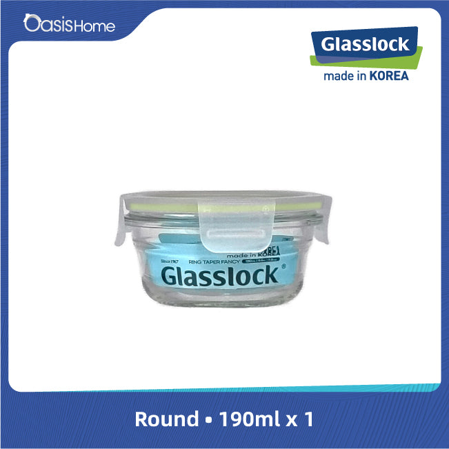 Glasslock Round Oven Safe Food Container 3pcs Set (Sage Green Silicone)