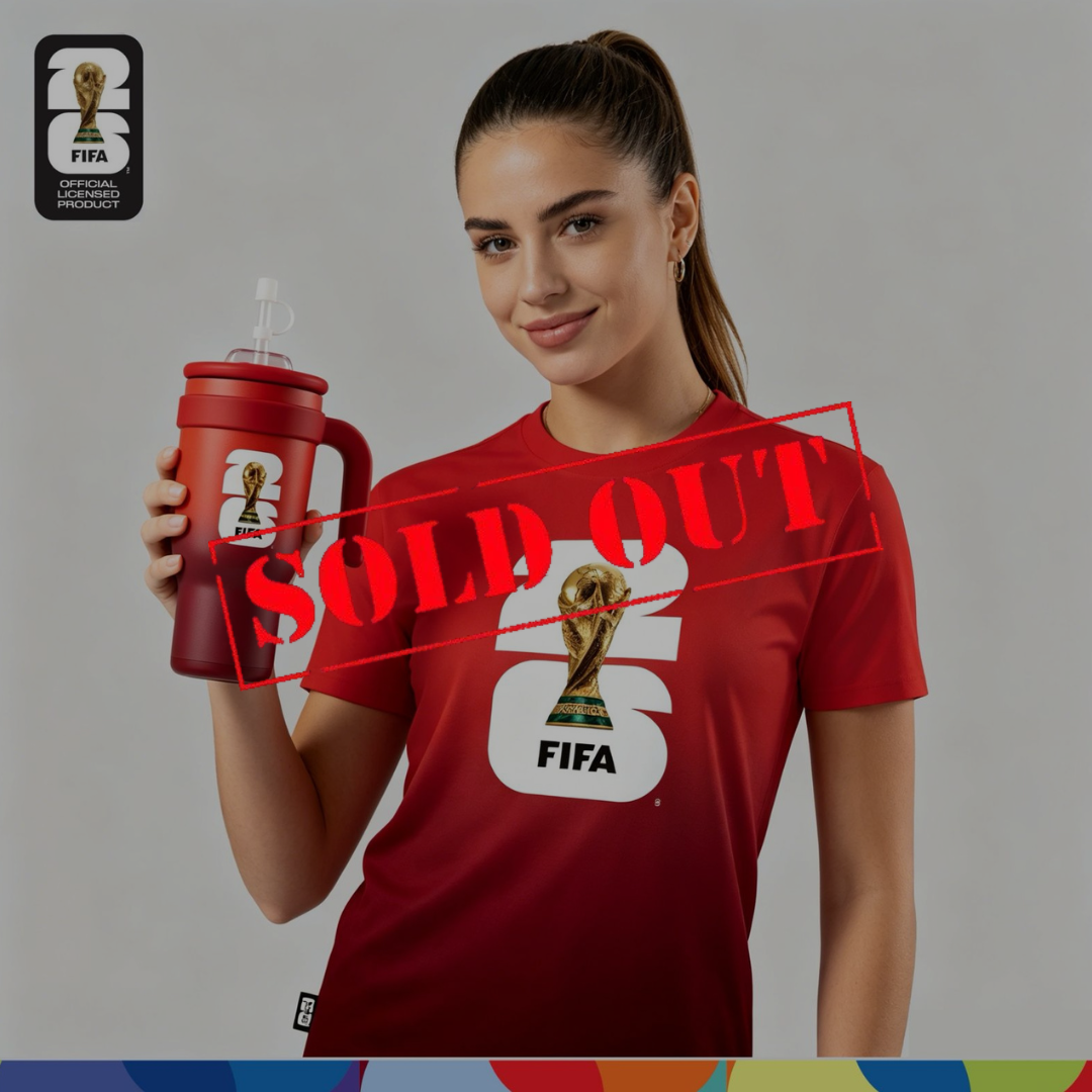 FIFA World Cup 2026™ Unisex Dry-Fit Jersey Red Gradient + FIFA World Cup 2026™ Double Wall Vacuum Tumbler 900ml (Red)