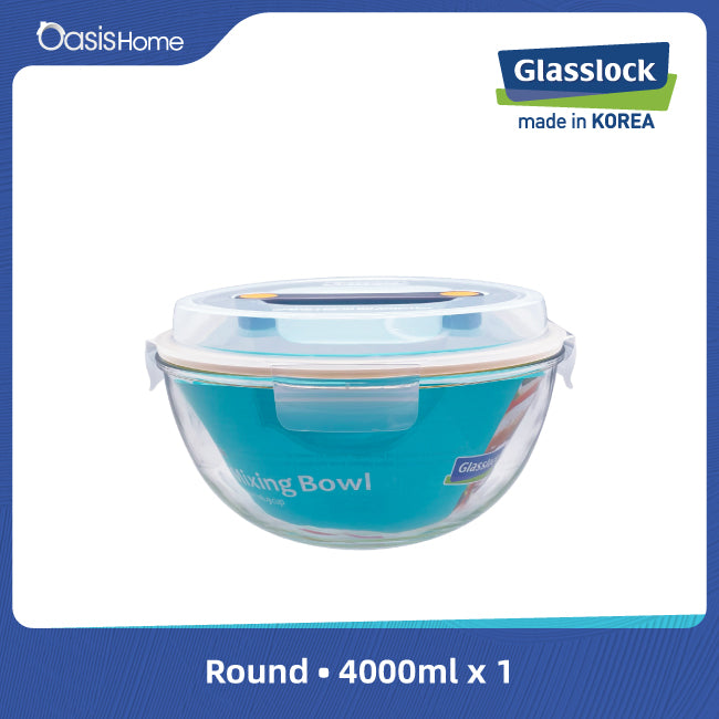 Glasslock Handy Mixing Bowl 4000ml (Yellow Silicone)