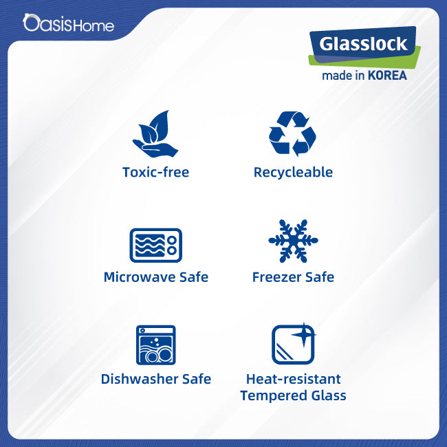 Glasslock Classic Basic Type Microwave Safe Round Container 2050ml (Warm Grey Silicone free Berry Silicone)