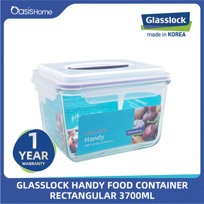Glasslock 3700ml Rectangular Handy Food Container (Lavender Silicone Lid)