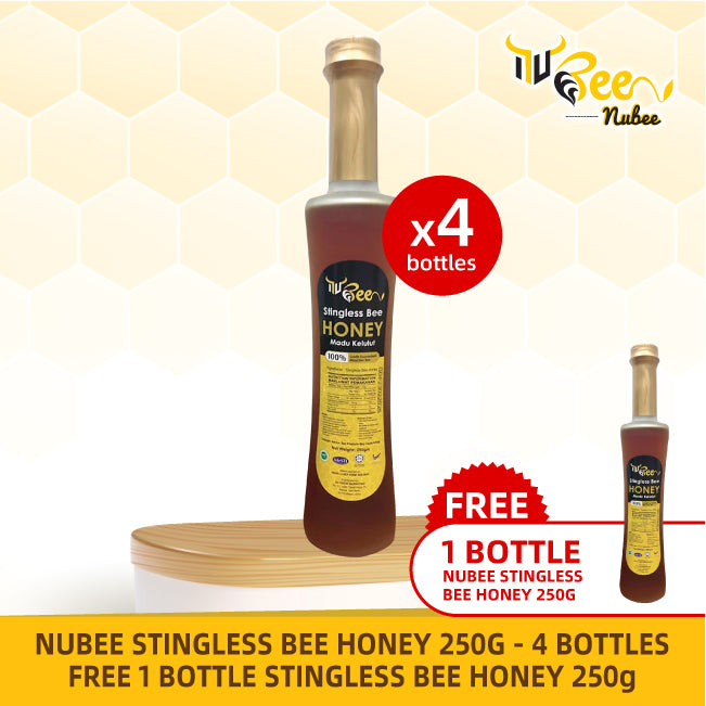 Nubee Stingless Bee Honey 250gram 4 Bottles Free 1 Bottle
