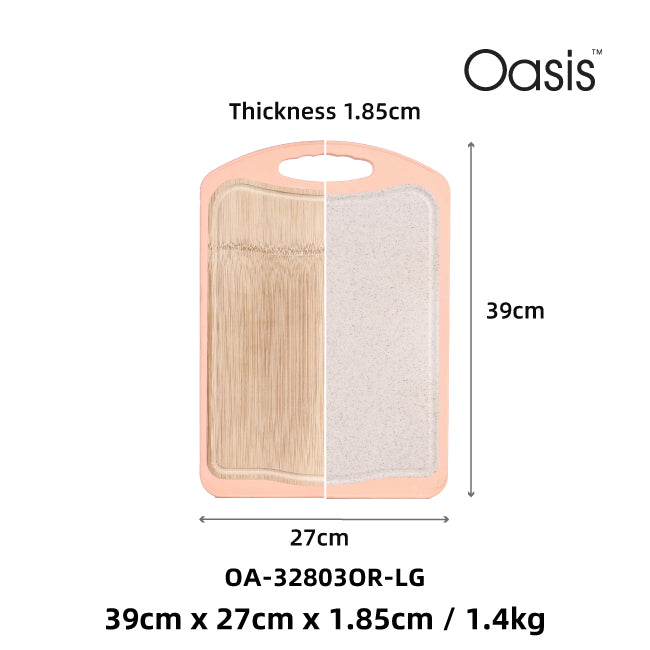 Oasis Antimicrobial Cutting Board Orange Liner Bamboo/Grain Fiber