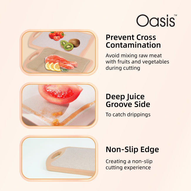 Oasis Antimicrobial Cutting Board Orange Liner Bamboo/Grain Fiber