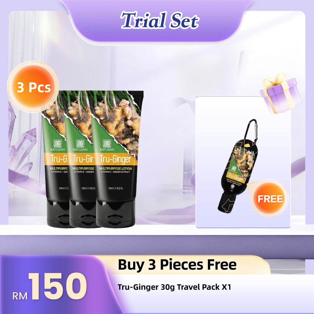 Ratusan Tru-Ginger Lotion 100ml 3 Pcs Free Ratusan Portable Tru Ginger Hanger 1 Pc